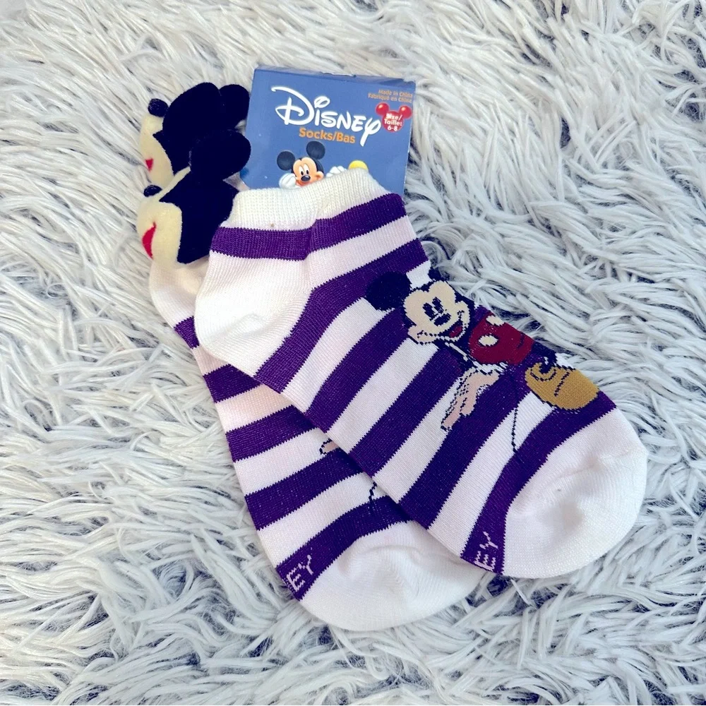 🆓FREE with purchase! Disney Mickey Mouse Striped Ankle Socks NWT
